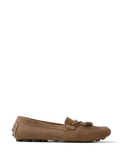 Versace Robin Loafer Aus Wildleder In Brown
