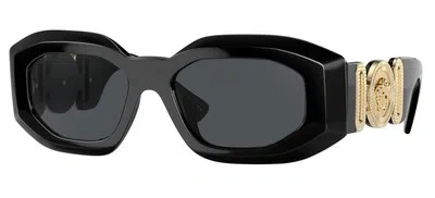 Pre-owned Versace Rock Icons Ve 4425u Black Gold/grey 54/18/145 Men Sunglasses In Gray