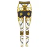 Versace Rodeo Barocco Harness Stretch Legging Pants In Gold