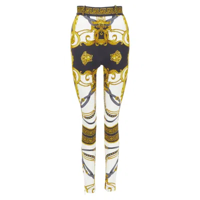 Versace Rodeo Barocco Harness Stretch Legging Pants In Gold