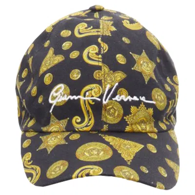 Versace Rodeo Barocco Medusa Print Baseball Dad Cap In Black