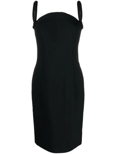 Versace Rolled Midi Dress In Black