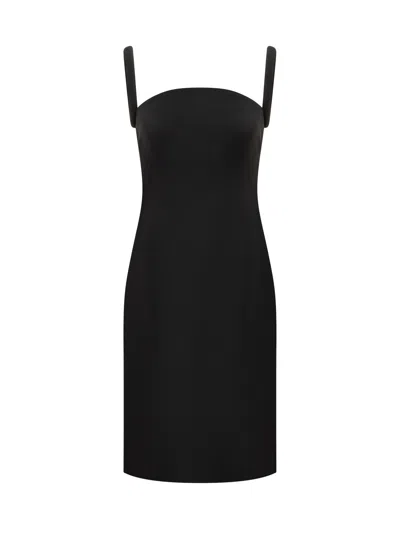 Versace Satin Pencil Midi Dress In Black