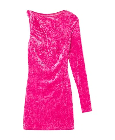 VERSACE VERSACE ONE-SHOULDER VELVET MINI DRESS