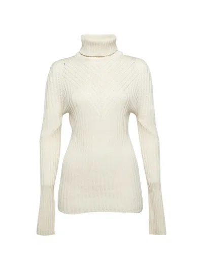 Pre-owned Versace Roll-neck Ribbed-knit Sweater In Neutral
