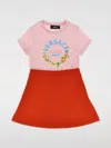 Versace Logo Cotton Jersey Dress In Multicolor