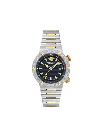 Versace Greca Logo Diver Bracelet Watch In Silver