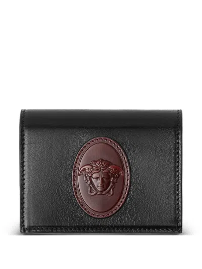 Versace Roomy Leather Wallet In Black