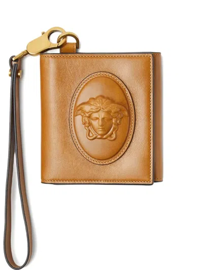 Versace Medallion Wristlet Wallet In Neutral