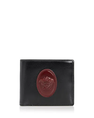 Versace Roomy Medusa Leather Bifold Wallet In Black