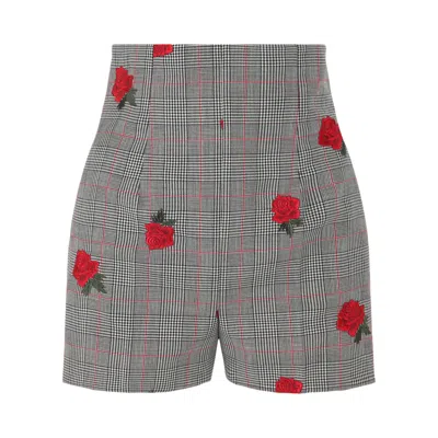 Pre-owned Versace Rose Embroidered Check Print Shorts 'black' | Women's Size 38