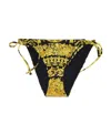 Versace Rose Print Bikini Bottoms In Black