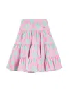Versace Rose-print Cotton Skirt In Pink