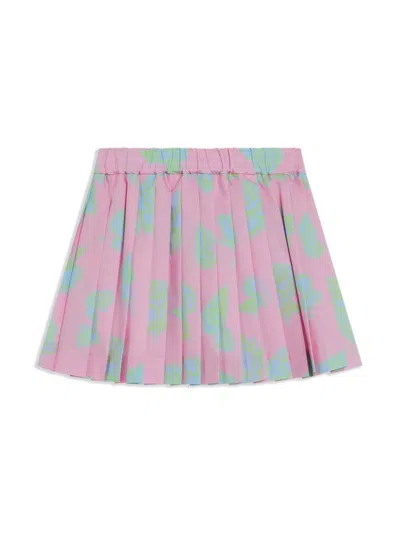 Versace Babies' Rose-print Pleated Miniskirt In Pink