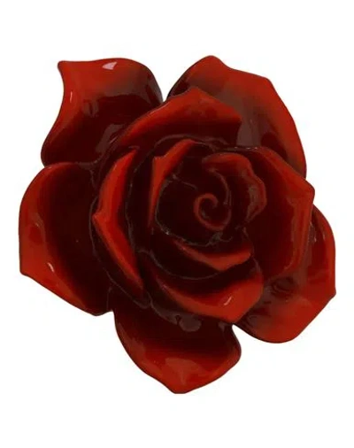 Versace Rose Resin Ring Woman Ring Red Size 15 Metal