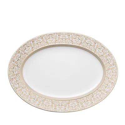 Versace Rosenthal Meets  Medusa Gala Oval Platter In White/gold