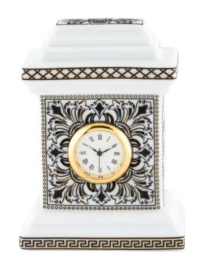 Pre-owned Versace Rosenthal Meets  Medusa Porcelain Desk Clock In Gold