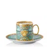 Versace Rosenthal  La Scala Del Palazzo Verde Coffee Cup & Saucer In Verde