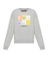 Versace Round-collar Long-sleeve Hoodie In Gray