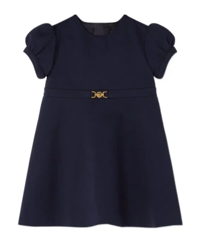 Versace Round-collar Short-sleeve Dress In Black