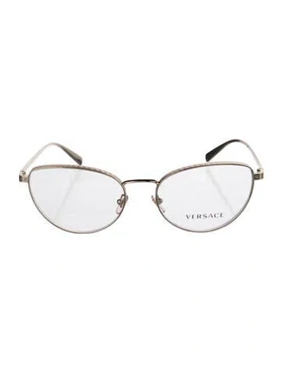 Pre-owned Versace Round Eyeglasses In Gold