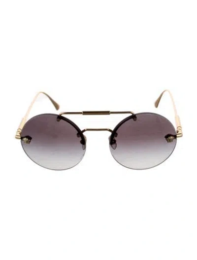Pre-owned Versace Round Gradient Sunglasses In Gold