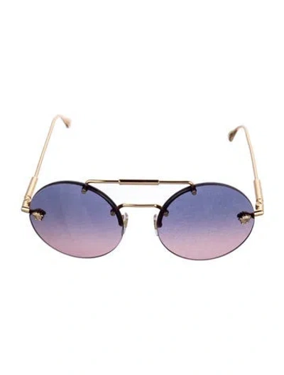 Pre-owned Versace Round Gradient Sunglasses In Gold/purple