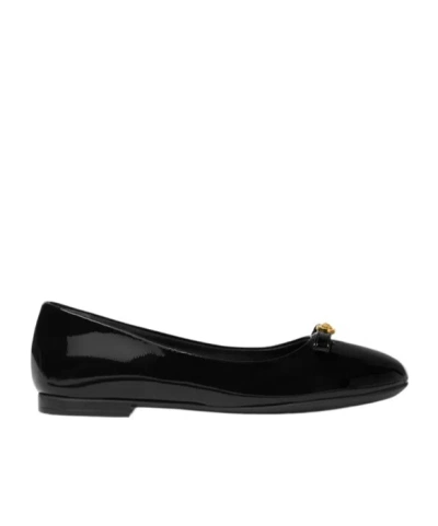 Versace Kids' Girls Black Patent Leather Ballerina Shoes