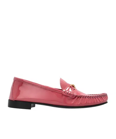 Versace Round Head Loafer Shoes In Pink