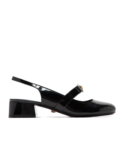Versace Round-headed High-heeled Sandals In Black