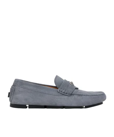 Versace Round-headed Love Shoes In Gray