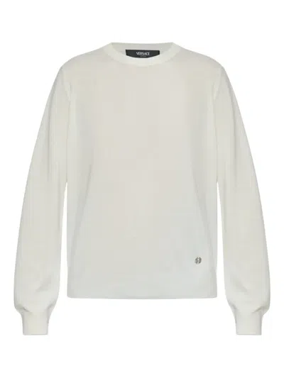 Versace Round-logo Sweater In White