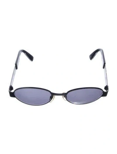 Pre-owned Versace Round Mirrored Sunglasses In Black