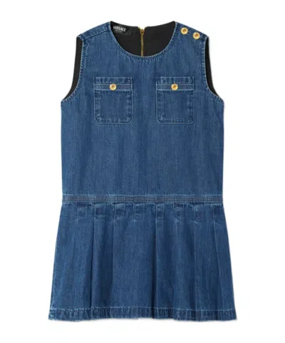 Versace Round Neck Dress In Blue