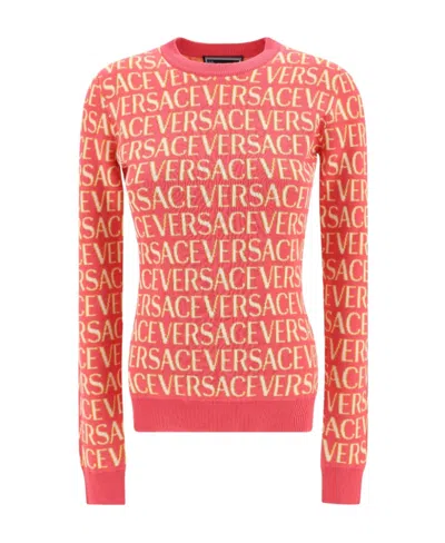 Versace Round Neck Sweater In Pink