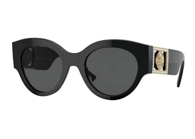 Pre-owned Versace Round Sunglasses In Black (ve4438bf/gb1/87)