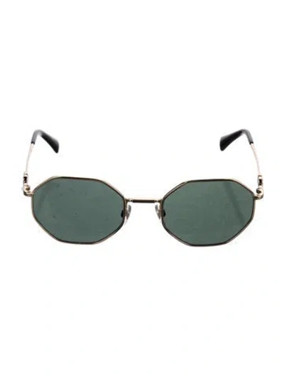 Pre-owned Versace Round Tinted Sunglasses In Black/gold