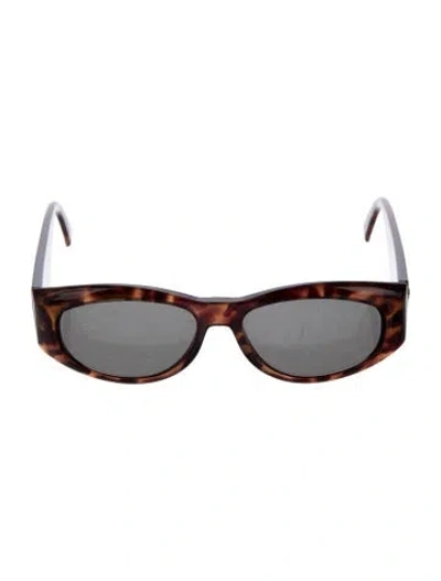Pre-owned Versace Round Tinted Sunglasses In Brown
