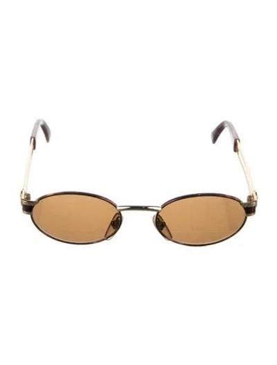Pre-owned Versace Round Tinted Sunglasses In Brown