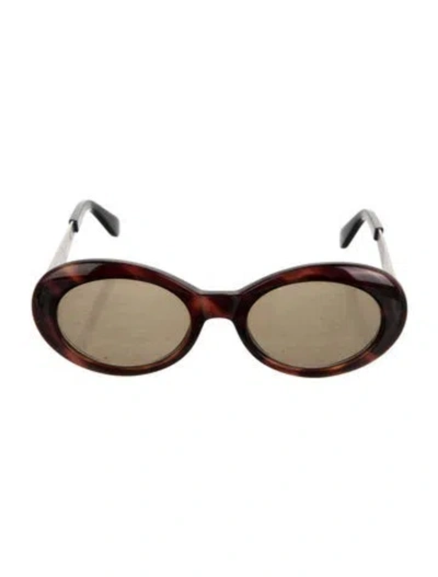 Pre-owned Versace Round Tinted Sunglasses In Brown
