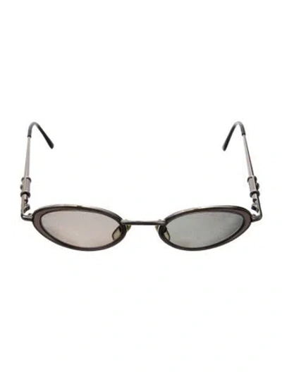 Pre-owned Versace Round Tinted Sunglasses In Silver