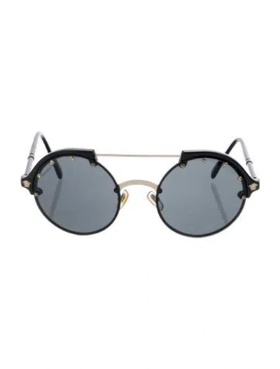 Pre-owned Versace Round Tinted Sunglasses W/ Tags In Black