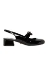 Versace Black Ballerina Shoes With Heel And Medusa Detail On The Front In Shiny Leather Woman In Black