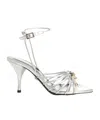 Versace Opera Bow Strappy Ankle Strap Sandal In Silver