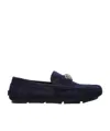 Versace Round Toe Loafers In Blue