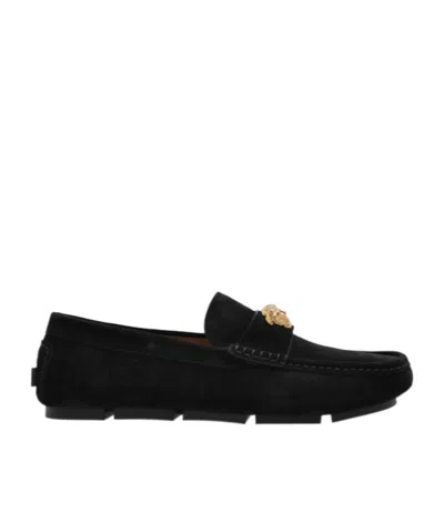 VERSACE VERSACE MEDUSA PLAQUE SLIP-ON LOAFERS
