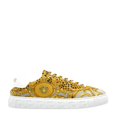 Versace Round-toe Sneakers In White