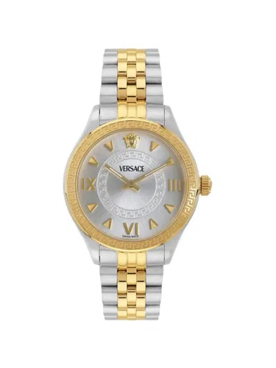 Versace Round-face 35mm Watch In Gray