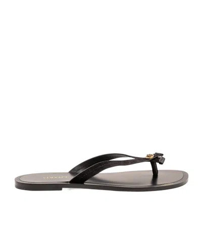 Versace Round-toe Flip-flops In Black