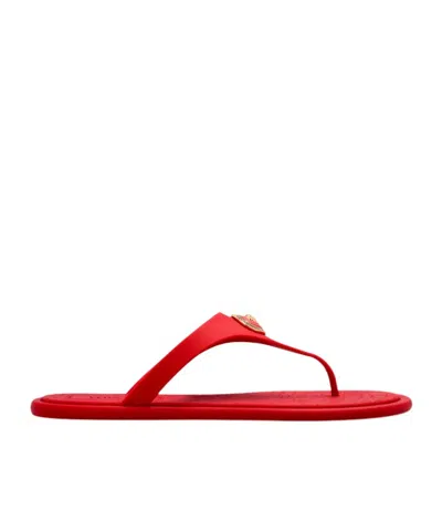 Versace Round-toe Flip-flops In Red